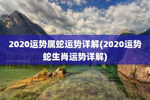 2020运势属蛇运势详解(2020运势蛇生肖运势详解)