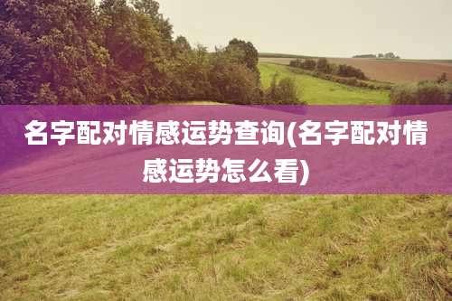 名字配对情感运势查询(名字配对情感运势怎么看)