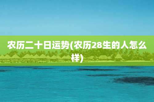 农历二十日运势(农历28生的人怎么样)