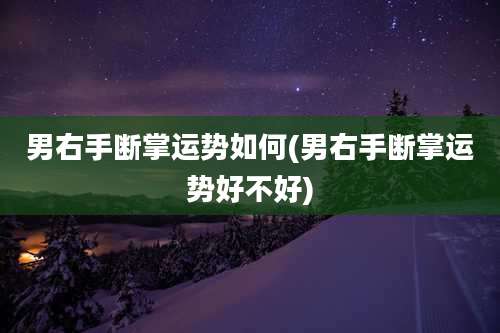 男右手断掌运势如何(男右手断掌运势好不好)