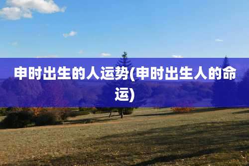 申时出生的人运势(申时出生人的命运)