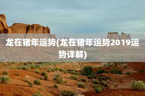 龙在猪年运势(龙在猪年运势2019运势详解)