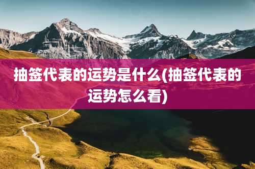 抽签代表的运势是什么(抽签代表的运势怎么看)