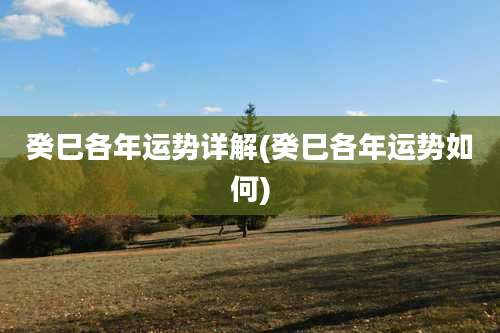 癸巳各年运势详解(癸巳各年运势如何)