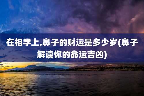 在相学上,鼻子的财运是多少岁(鼻子解读你的命运吉凶)