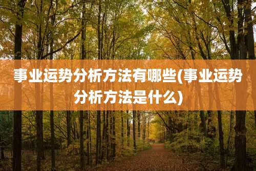 事业运势分析方法有哪些(事业运势分析方法是什么)