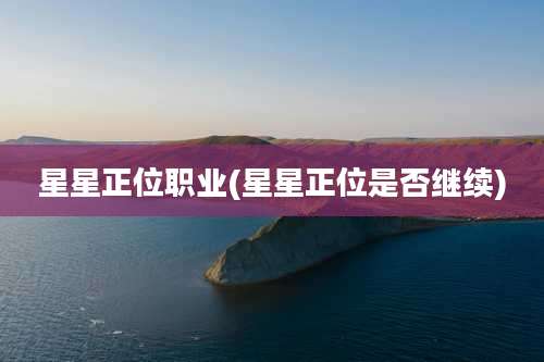 星星正位职业(星星正位是否继续)