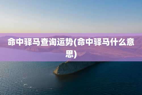 命中驿马查询运势(命中驿马什么意思)