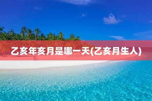 乙亥年亥月是哪一天(乙亥月生人)