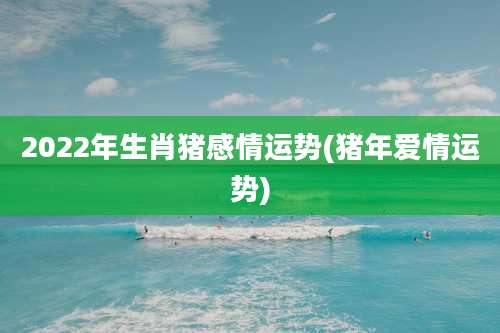 2022年生肖猪感情运势(猪年爱情运势)