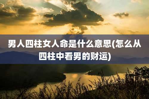 男人四柱女人命是什么意思(怎么从四柱中看男的财运)
