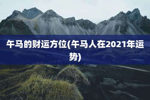 午马的财运方位(午马人在2021年运势)