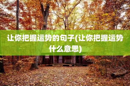 让你把握运势的句子(让你把握运势什么意思)