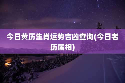 今日黄历生肖运势吉凶查询(今日老历属相)