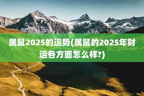 属鼠2025的运势(属鼠的2025年财运各方面怎么样?)