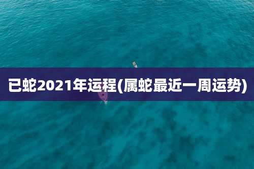 已蛇2021年运程(属蛇最近一周运势)