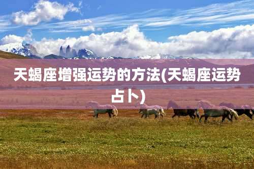 天蝎座增强运势的方法(天蝎座运势占卜)