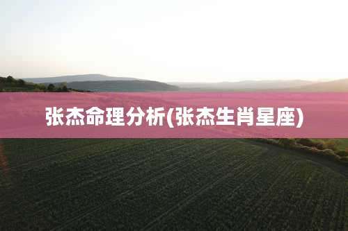 张杰命理分析(张杰生肖星座)