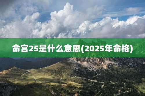 命宫25是什么意思(2025年命格)