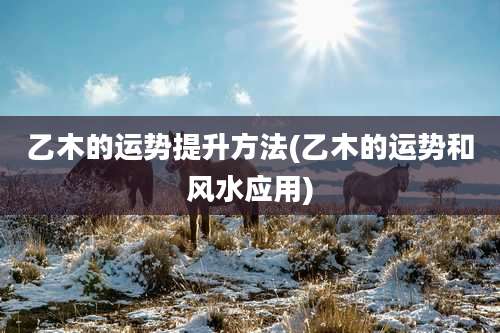 乙木的运势提升方法(乙木的运势和风水应用)