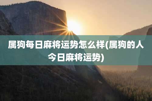 属狗每日麻将运势怎么样(属狗的人今日麻将运势)