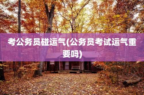 考公务员碰运气(公务员考试运气重要吗)