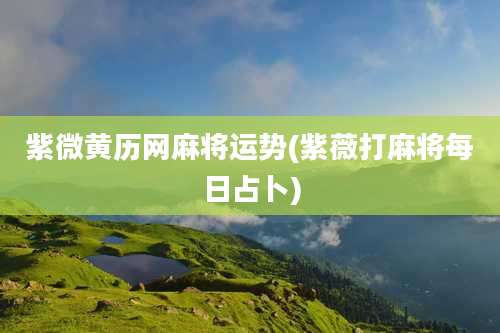 紫微黄历网麻将运势(紫薇打麻将每日占卜)