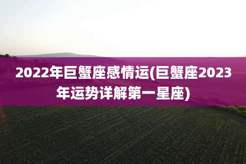 2022年巨蟹座感情运(巨蟹座2023年运势详解第一星座)