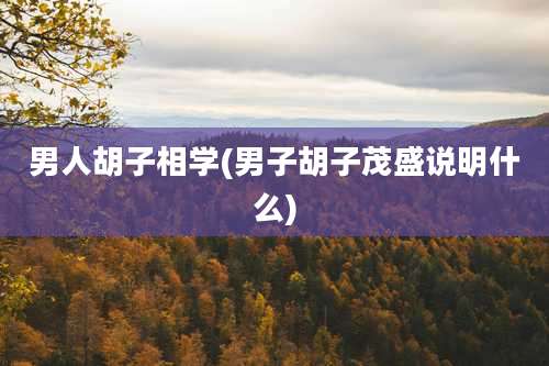 男人胡子相学(男子胡子茂盛说明什么)