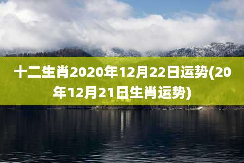 十二生肖2020年12月22日运势(20年12月21日生肖运势)