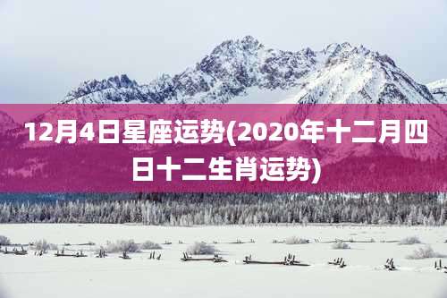 12月4日星座运势(2020年十二月四日十二生肖运势)