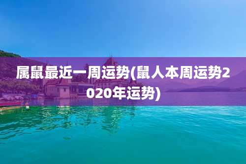 属鼠最近一周运势(鼠人本周运势2020年运势)