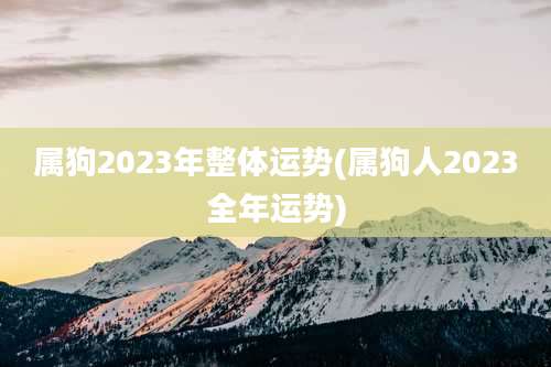 属狗2023年整体运势(属狗人2023全年运势)