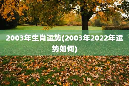 2003年生肖运势(2003年2022年运势如何)