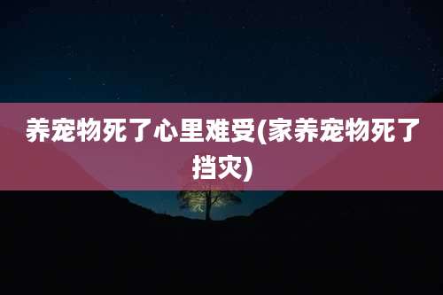 养宠物死了心里难受(家养宠物死了挡灾)