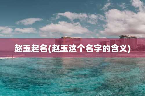 赵玉起名(赵玉这个名字的含义)